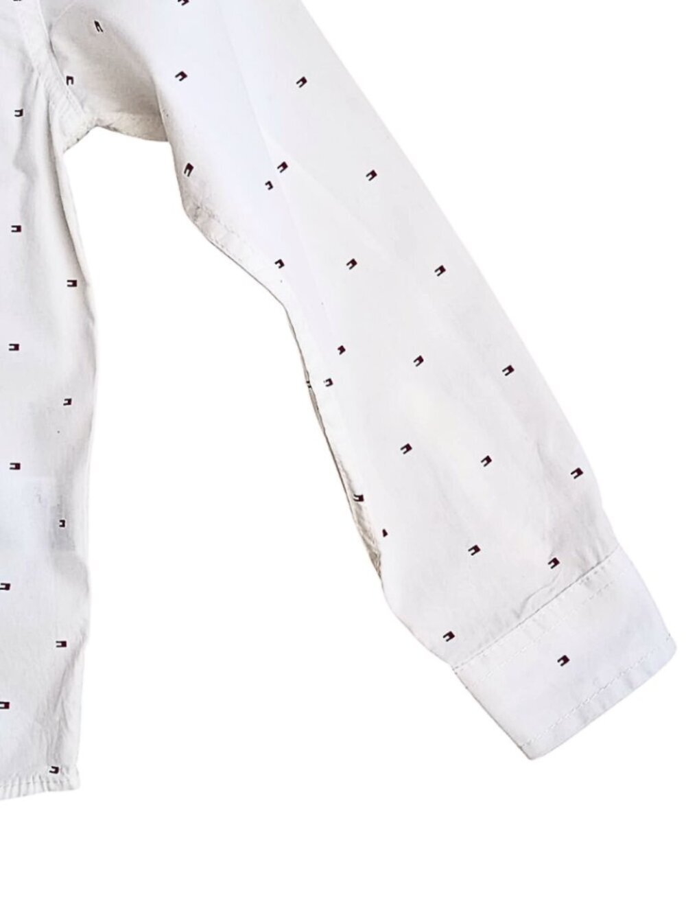 Tommy Hilfiger Boys White Button Down Shirt Size 7 โ Classic Logo Print Long Sle - Picture 4 of 7